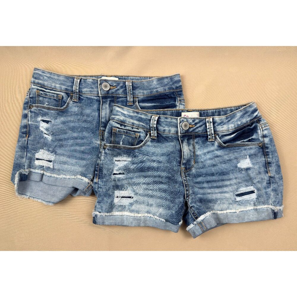 Lot of 2 SO Girls Size 12 Distressed Denim Shorts